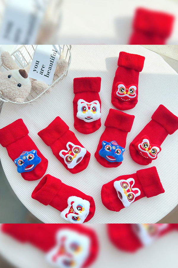Red Kids Warm Mid Calf Stocking