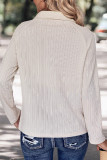 Apricot Turndown Collar Button Knitting Top
