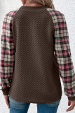 Quilted Splicing Plaid Long Sleeves Top