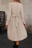 Apricot Smocked Long Sleeves Dress