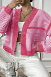Color Block Open Knit Crop Cardigan