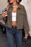 Houndstooh Plaid Short Jacket Coat