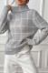 Plaid Knit Turtle Neck Sweater Top