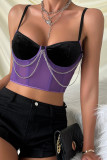 Chain Color Block Cami Crop Bustier