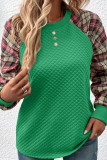 Quilted Splicing Plaid Long Sleeves Top