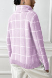 Plaid Knit Turtle Neck Sweater Top