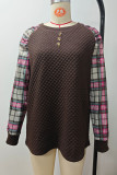 Quilted Splicing Plaid Long Sleeves Top