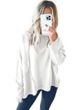 White Exposed Seam Drop Shoulder Raw Hem Oversized Sweatshirt