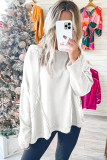 White Exposed Seam Drop Shoulder Raw Hem Oversized Sweatshirt