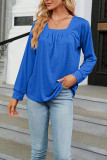 Plain Square Neck Long Sleeves Top