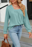 Plain Square Neck Long Sleeves Top