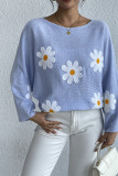 Wide Shoulder Daisy Knit Sweater