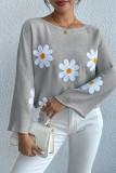Wide Shoulder Daisy Knit Sweater