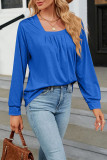 Plain Square Neck Long Sleeves Top