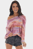 Multicolor Tie-dyed Boat Neck Dolman Sleeve Knit Top