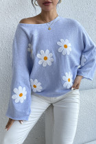 Wide Shoulder Daisy Knit Sweater