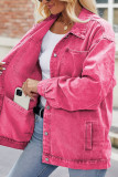 Plain Washed Vintage Open Button Denim Jacket