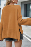 Plain Slope Shoulder Oversize Knit Sweater