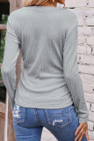 V Neck Irregular Hem Cable Knitting Top