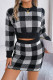 Plaid Knitting Top and Skirt 2PCS Set