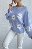 Wide Shoulder Daisy Knit Sweater