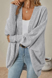 Plain Batwing Sleeves Open Knit Cardigan