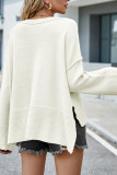 Plain Slope Shoulder Oversize Knit Sweater