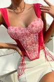 Rose Mesh Flower Corset Top