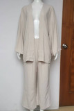 Plain Linen Wide Leg Pants 2PCS Set