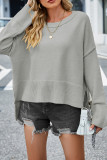 Plain Slope Shoulder Oversize Knit Sweater