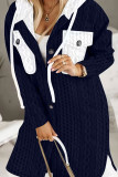 Plain Cable Knit Button Hooded Sweater Cardigan