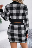 Plaid Knitting Top and Skirt 2PCS Set