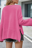Plain Slope Shoulder Oversize Knit Sweater