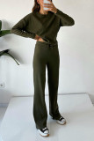 Ribbed Knitting 2PCS Pant Set