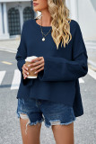 Plain Slope Shoulder Oversize Knit Sweater
