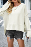 Plain Slope Shoulder Oversize Knit Sweater