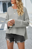 Plain Slope Shoulder Oversize Knit Sweater