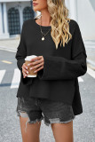 Plain Slope Shoulder Oversize Knit Sweater