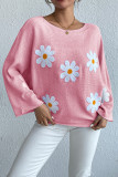 Wide Shoulder Daisy Knit Sweater
