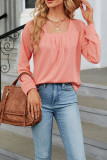 Plain Square Neck Long Sleeves Top
