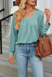 Plain Square Neck Long Sleeves Top
