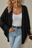 Plain Batwing Sleeves Open Knit Cardigan