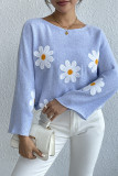 Wide Shoulder Daisy Knit Sweater