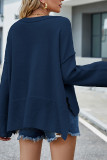 Plain Slope Shoulder Oversize Knit Sweater