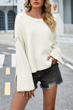 Plain Slope Shoulder Oversize Knit Sweater