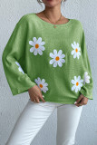 Wide Shoulder Daisy Knit Sweater