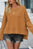 Plain Slope Shoulder Oversize Knit Sweater