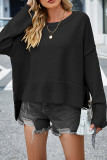 Plain Slope Shoulder Oversize Knit Sweater