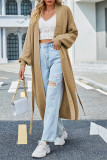 Plain Open Knit Long Length Sweater