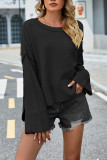 Plain Slope Shoulder Oversize Knit Sweater